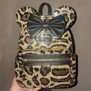 BNWT DisneyParks Loungefly Leopard Sequin Mini Backpack